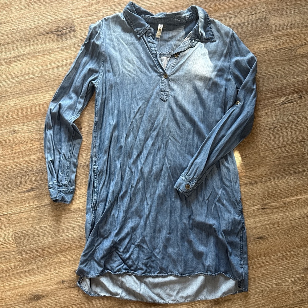 LeShop Light Blue Denim Shirt Dress